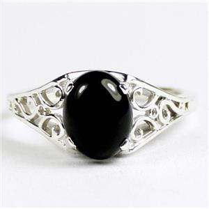 Sterling Silver Ladies Ring, Black Onyx, SR005