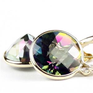 14k Gold Leverback Earrings, Mystic Fire Topaz, E211