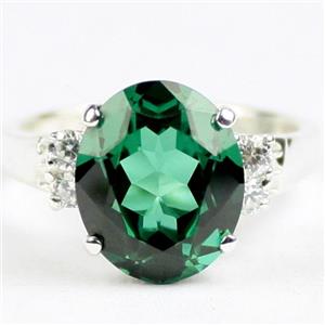 925 Sterling Silver Ladies Filigree Ring, Russian Nanocrystal Emerald, SR244