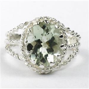 Green Amethyst (Prasiolite), 925 Sterling Ladies Silver Ring, SR070