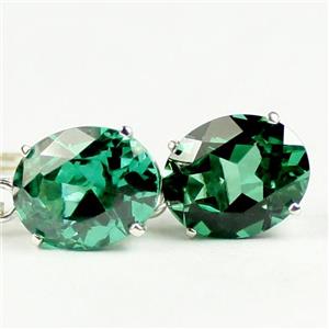 925 Sterling Silver Leverback Earrings, Russian Nanocrystal Emerald, SE107