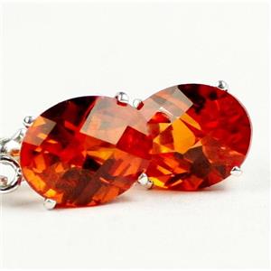 925 Sterling Silver Leverback Earrings, Created Padparadscha Sapphire, SE107