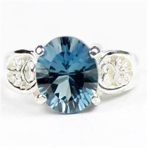 London Blue Topaz (concave cut), 925 Sterling Silver Ladies Ring, SR369