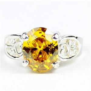 Golden Yellow CZ, 925 Sterling Silver Ladies Ring, SR369