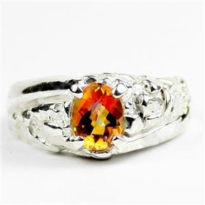 925 Sterling Silver Men's Nugget Ring, Twilight Fire Topaz, SR368