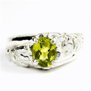 925 Sterling Silver Men's Nugget Ring, Peridot, SR368