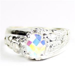 925 Sterling Silver Men's Nugget Ring, Mercury Mist Topaz, SR368