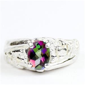 925 Sterling Silver Men's Nugget Ring, Mystic Fire Topaz, SR368