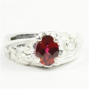 925 Sterling Silver Men's Nugget Ring, Crimson Fire Topaz, SR368