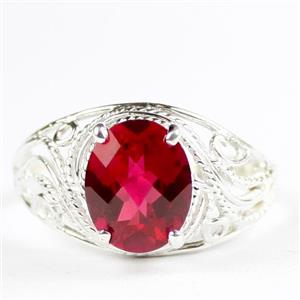 Created Ruby, 925 Sterling Silver Ladies Ring, SR083
