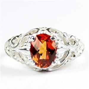 Created Padparadsha Sapphire, 925 Sterling Silver Ladies Ring, SR113