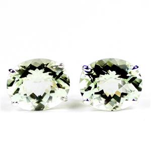 925 Sterling Silver Post Earrings, Green Amethyst, SE202