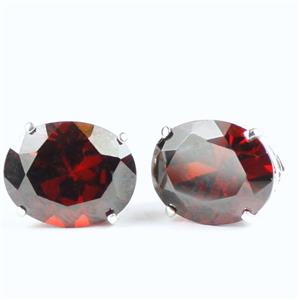 925 Sterling Silver Post Earrings, Garnet CZ, SE102