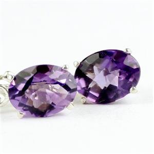 925 Sterling Silver Leverback Earrings, Amethyst, SE007
