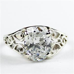 Sterling Silver Ladies Ring, Cubic Zirconia, SR005