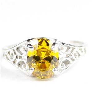 Sterling Silver Ladies Ring, Golden Yellow CZ, SR005