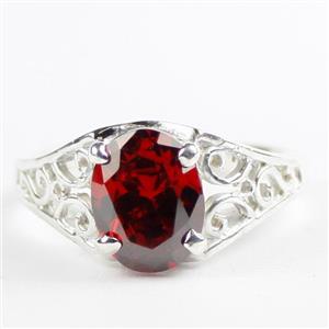 Sterling Silver Ladies Ring, Garnet CZ, SR005
