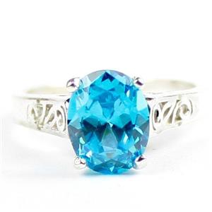 Swiss Blue CZ, 925 Sterling Silver Ladies Ring, SR366