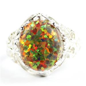 Created Red Brown Opal, 925 Sterling Silver Ladies Ring, SR114