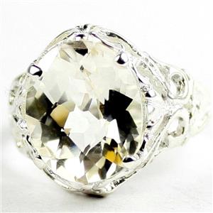 925 Sterling Silver Ladies Filigree Ring, Silver Topaz, SR114