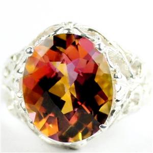 925 Sterling Silver Ladies Filigree Ring, Twilight Fire Topaz, SR114