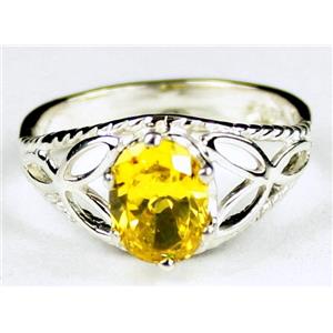 Golden Yellow CZ, 925 Sterling Silver Ladies Ring, SR137