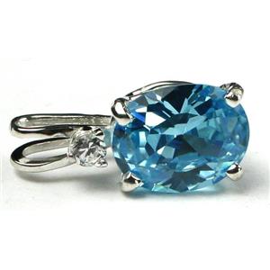 925 Sterling Silver Pendant, Swiss Blue CZ, SP020