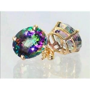 14k Gold Post Earrings, Mystic Fire Topaz, E202