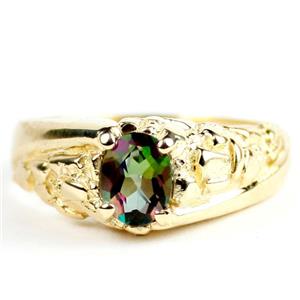10K, 14K or 18K Men's Gold Nugget Ring, Mystic Fire Topaz, R368