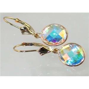 14k Gold Leverback Earrings, Mercury Mist Topaz, E101