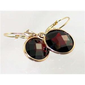 14k Gold Leverback Earrings, Mozambique Garnet, E201