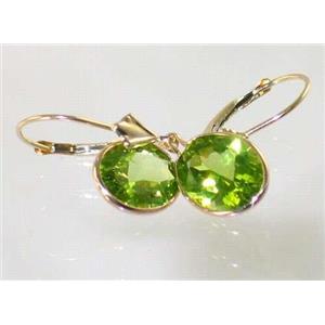 14k Gold Leverback Earrings, Peridot, E101