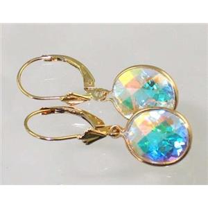 14k Gold Leverback Earrings, Mercury Mist Topaz, E201