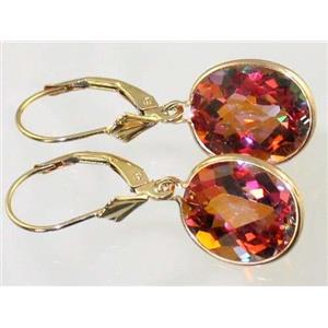 14k Gold Leverback Earrings, Twilight Fire Topaz, E201