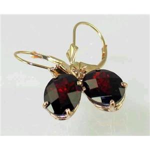 14K Gold Leverback Earrings, Mozambique Garnet, E107