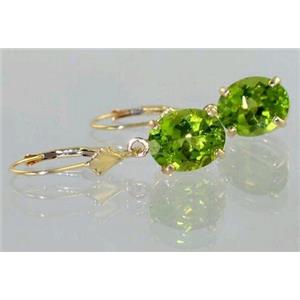 14k Gold Leverback Earrings, Peridot, E107