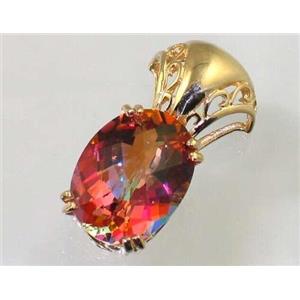 P050, Twilight Fire Topaz 14K Gold Pendant