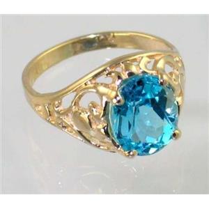 10K, 14K or 18K Gold Ladies Ring, Swiss Blue Topaz, R004