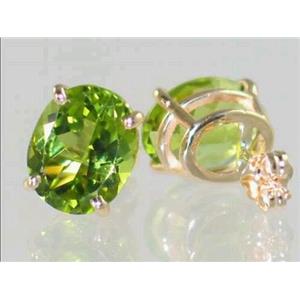 14k Gold Post Earrings, Peridot, E102