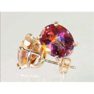 14k Gold Post Earrings, Twilight Fire Topaz, E102