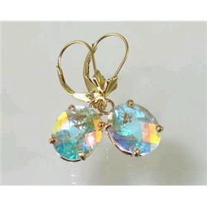 14k Gold Leverback Earrings, Mercury Mist Topaz, E207
