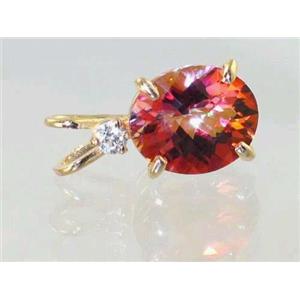 P022, Twilight Fire Topaz 14K Gold Pendant w/accent