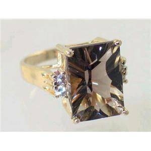 10K, 14K or 18K Gold Ladies Ring, Smoky Quartz (Concave Cut), R201