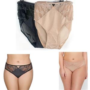 Ashley Graham Keyhole Hi Cut Jersey Lace Panty 401432 Choose Size X-2X Color New