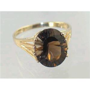 10K, 14K or 18K Gold Ladies Ring, Smoky Quartz Concave Cut, R280