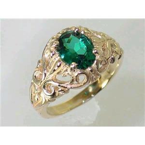 10K, 14K or 18K Gold Ladies Ring, Russian Nanocrystal Emerald, R113