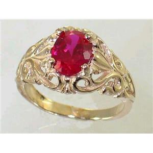 10K, 14K or 18K Gold Ladies Ring, Created Ruby, R113