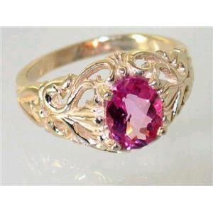 10K, 14K or 18K Gold Ladies Ring, Pure Pink Topaz, R113