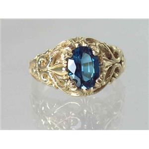 10K, 14K or 18K Gold Ladies Ring, London Blue Topaz, R113