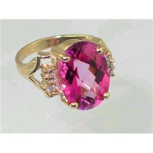 10K, 14K or 18K Gold Ladies Ring, Pure Pink Topaz, R020